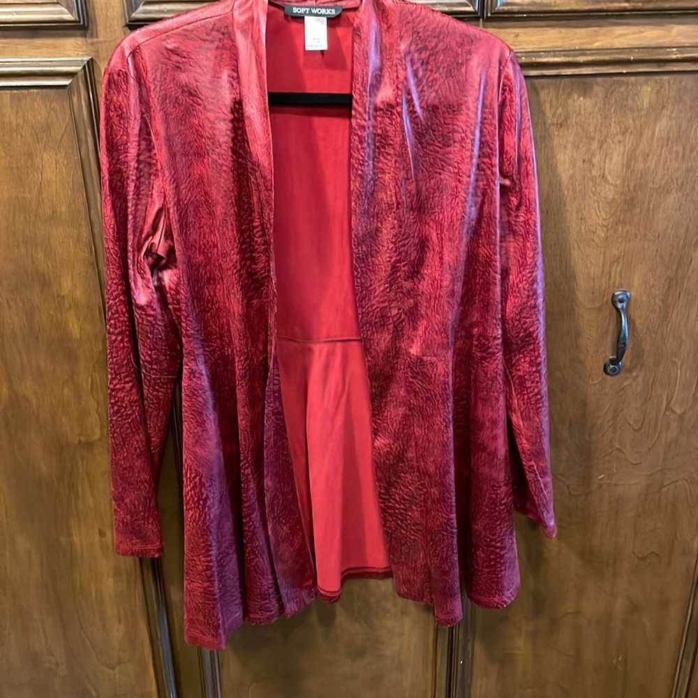 Faux leather red jacket